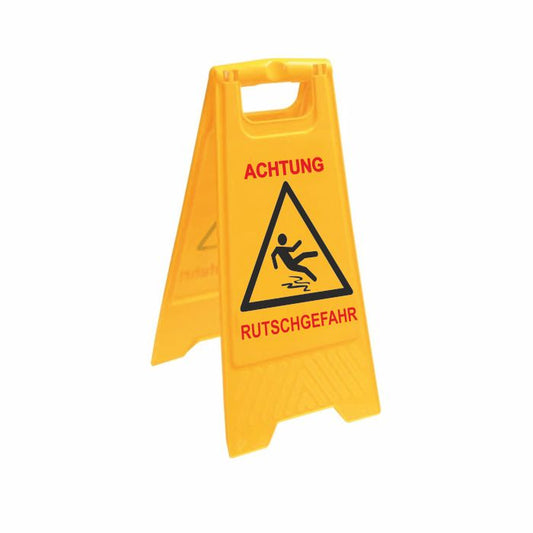 Das Arcora Warnschild Standard Gelb der Arcora International GmbH, erhältlich im 20er-Karton, warnt mit einer rutschenden Figur und "Achtung Rutschgefahr" vor rutschigen Böden und erhöht die Sicherheit am Arbeitsplatz.