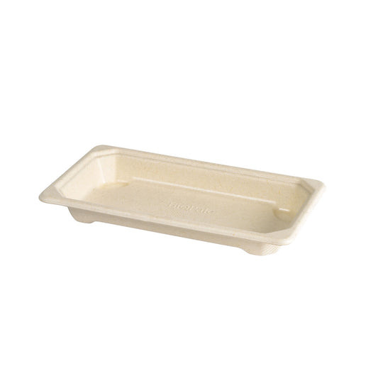Die Duni GmbH Sushi & Deli Tray Slim Short 165x92x22mm, braun, PLA-beschichtet, aus Bagasse, umweltfreundlich und ideal zum Servieren von Speisen. Erhältlich als Packung mit 100 Stück.
