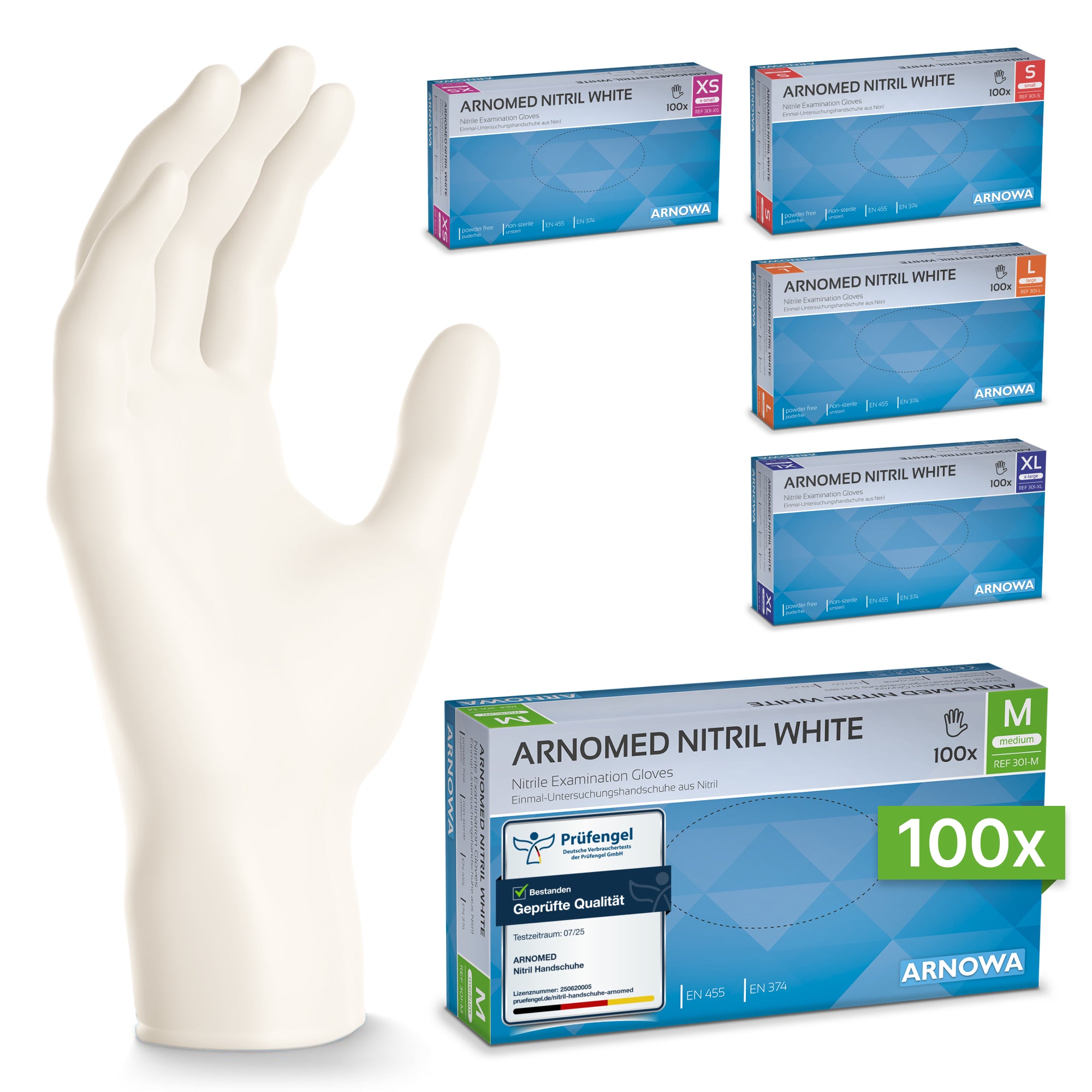 ARNOWA ARNOMED NITRILE WHITE Tear-Resistant ARN-301-XL