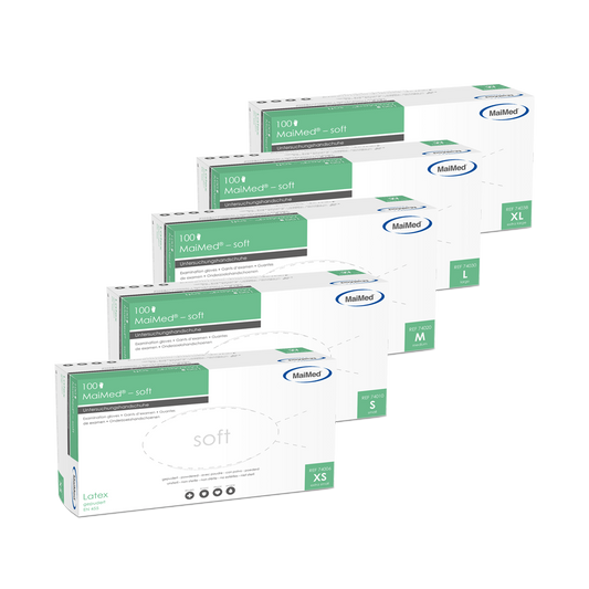 MaiMed-soft Latex-Untersuchungshandschuhe unsteril, gepudert zu 100 St./Box