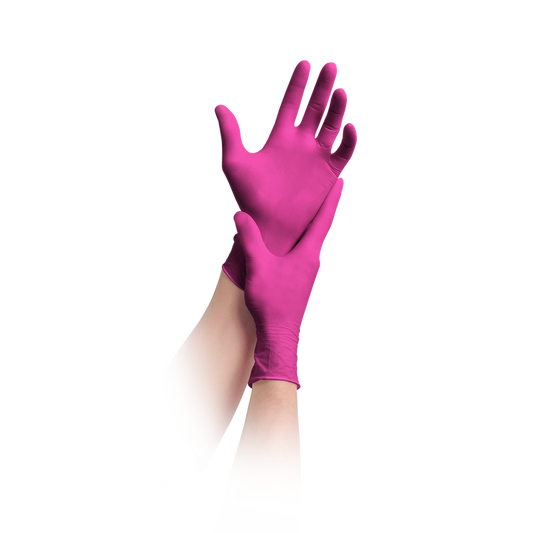 MaiMed-solution100 Latexfreie-Handschuhe, magenta, unsteril, puderfrei