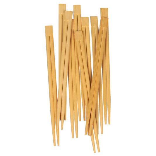 Abgebildet ist ein Stapel von Abena Re-Seller GmbH Essstäbchen, Bambus, Unverpackt (100 Paare). Die hellbraunen Essstäbchen haben eine rechteckige Spitze und verjüngen sich zu einer Spitze.