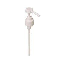 The Dr. Schumacher 500/1000 ml Dosing Pump from Dr. Schumacher GmbH is a white plastic pump with a long tube for precise dispensing of liquids from dispenser bottles. Available in packs of 10.