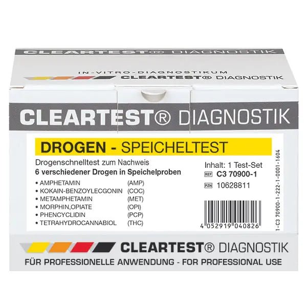 Cleartest Drogen-Speicheltest AMP50/MET50/OPI40/COC20/THC25/BZO20 Pack: 5 Teste | Packung (5 Tests)