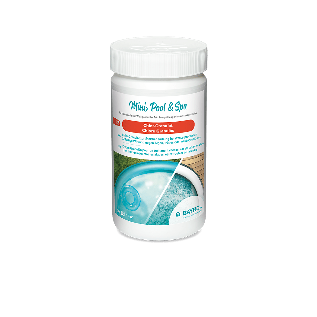 BAYROL Mini Pool & Spa Chlor-Granulat 1 kg zur Stoßbehandlung bei Wasserproblemen | Dose (1 kg)