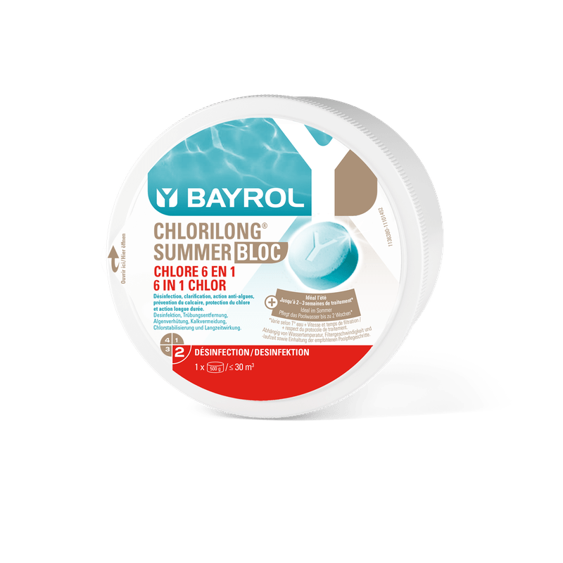 BAYROL Chlorilong Summer Block 0.5 kg 6in1 Pool care for crystal clear water | Package (500 g) 