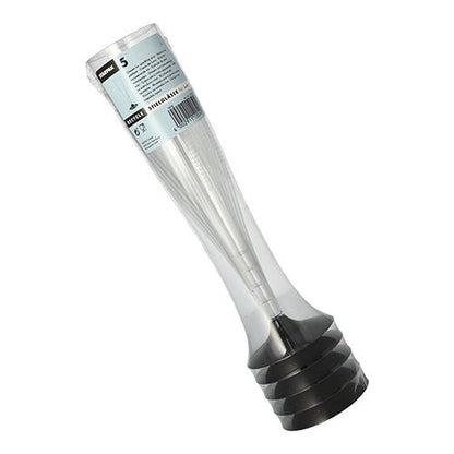 A transparent shrink wrap from Starpak contains 5 champagne glasses (PS, 0.1 L, Ø 5 cm, 17.5 cm) with a stem. The crystal-clear set is labeled on top and ideal for gifting or festive occasions.