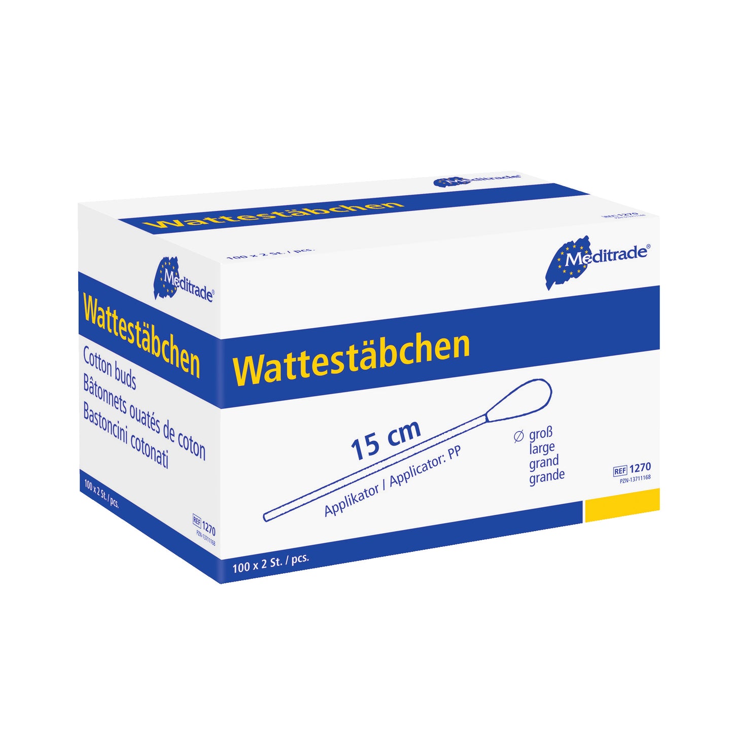 Wattestäbchen, steril verpackt,  Länge: 15 cm