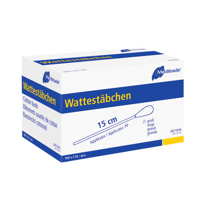 Wattestäbchen, steril verpackt,  Länge: 15 cm