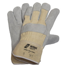 NITRAS SPLIT STAR 2, Rindspaltlederhandschuhe, naturfarben / grau, EN 388 Baumwolle, Größe 10 | Packung (12 Paare)
