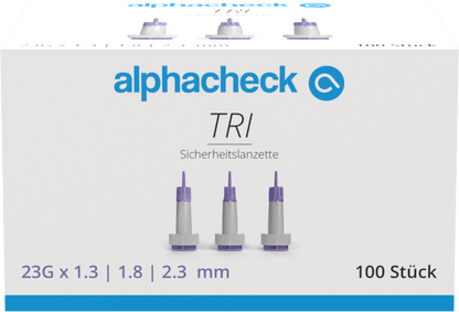 Alphacheck TRI Sicherheitslanzetten 23G | Packung (100 Stück)