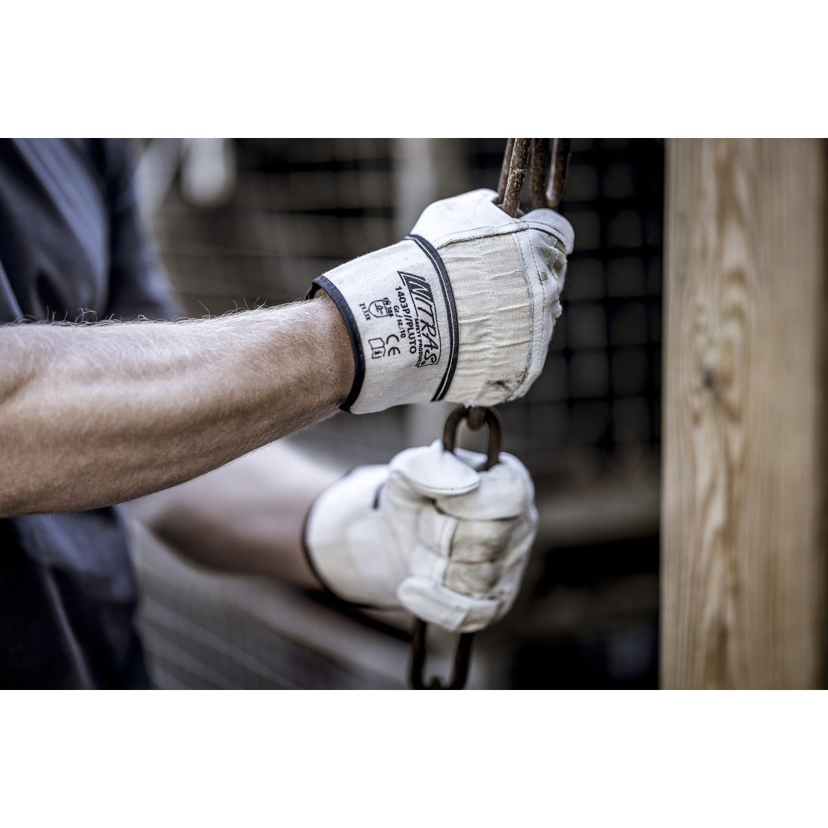 NITRAS PLUTO, Full-Grain Cowhide Leather Gloves, Natural / Gray, EN 388 Cotton, Size 10 | Pack (12 pairs)