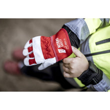NITRAS Lederhandschuhe für Kinder, rot / grau