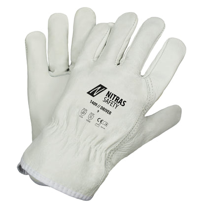 NITRAS DRIVER, Rindvolllederhandschuhe, grau