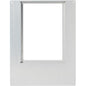 The adapter cassette for DF10 and DF20 cassettes from Duni GmbH is a rectangular mounting plate made of metal with a large cutout in the middle and four corner holes, ideal for screwing or fastening. The surface is smooth and appears unfinished. Packaging: 1 piece.