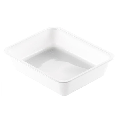 The CPET tray 1 White CPET from Duni GmbH is a rectangular, flat, heat-resistant food container with smooth sides and rounded corners, depicted on a white background.