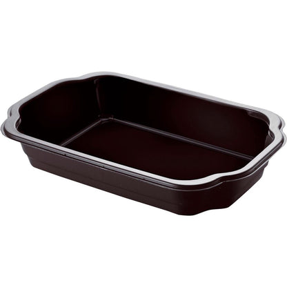 Die lebensmittelechte PP-Schale Take-Away Schwarz PP 250x159 von Duni GmbH ist eine schwarze, rechteckige Box mit leicht gebogenen Kanten und flachem Boden, abgebildet vor weißem Hintergrund.