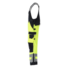 MASCOT® Newcastle dungarees, hi-vis yellow/black-blue