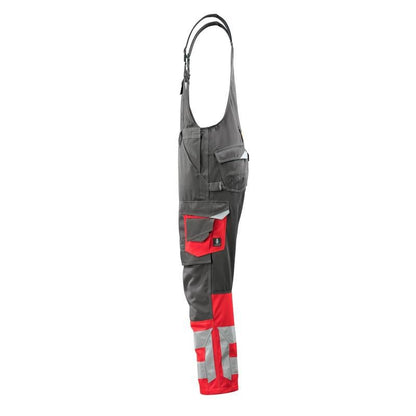 MASCOT® Sunderland Latzhose, dunkelanthrazit/hi-vis rot