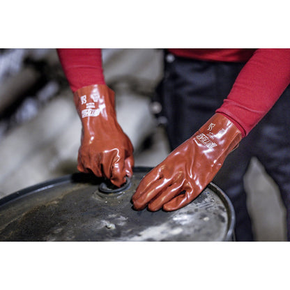 NITRAS PVC-Handschuhe, rot, EN 388 Baumwoll-Trikot, Größe 10 | Packung (12 Paare)