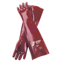 NITRAS PVC Gloves, Red, EN 388 Cotton Knit, Size 10 | Pack (12 pairs)