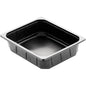 A black PP tray 1/2 GN (325x265x60 mm) from Duni GmbH, made of polypropylene with a wide rim and textured sides, perfect for professional gastronomy. Available in packs of 100 pieces.