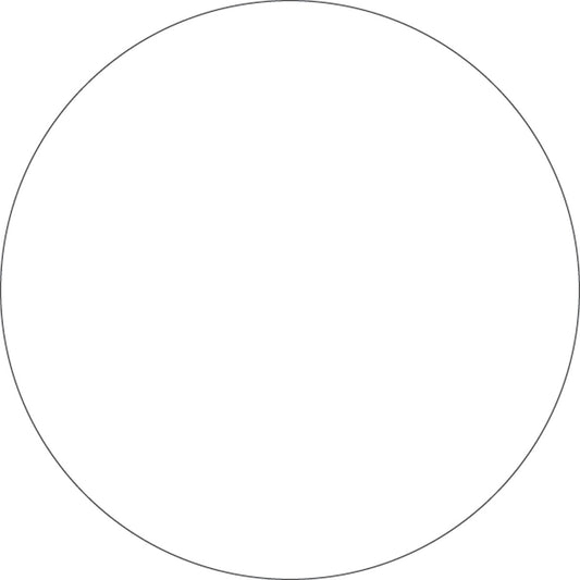 Ein dünner schwarzer Umriss eines großen, leeren Kreises, zentriert auf weißem Grund - so präsentiert sich der Dunilin Untersetzer Ø 9 cm, weiß der Duni GmbH, ein eleganter, unbedruckter weißer Getränkeuntersetzer zum Schutz des Tisches, erhältlich im 500er-Pack.