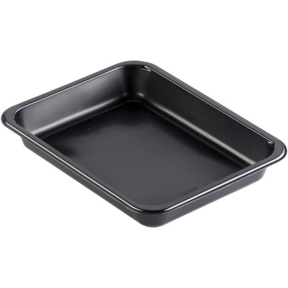 The image shows a Duni GmbH PP dish, model Caterline 1 Black PP 227x178—a black rectangular baking dish with rounded corners and raised edges—against a white background.
