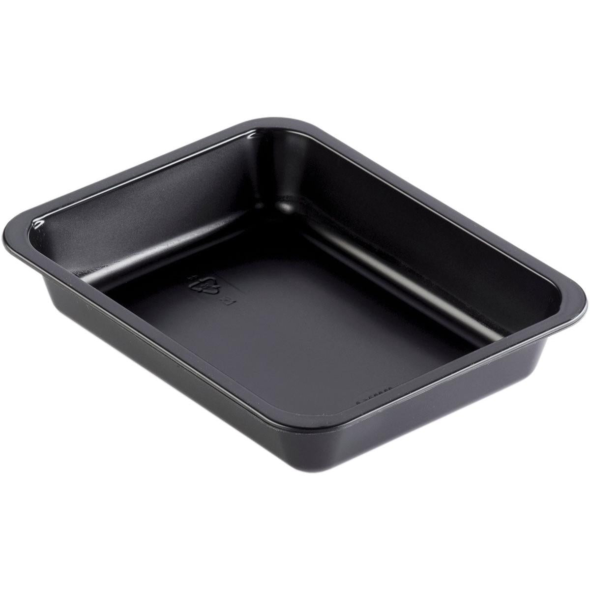 The Duni GmbH Caterline 1 Black PP 227x178 baking dish is a rectangular, black baking dish with rounded corners and flat sides, pictured against a plain white background.