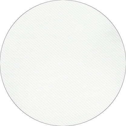 A white, textured, circular object with a subtle diagonal line pattern that resembles the Starpak tablecloth, fabric-like Airlaid 20 m x 1.2 m foil (1 roll) from Starpak, against a white background.