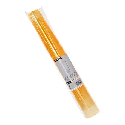 Eine Rolle durchsichtiges Plastik umhüllt zehn Starpak Longdrink-Gläser (PS 0,3l, Ø5,85cm × 15,2cm) mit einem weiß-grauen Etikett mit dem Starpak-Markennamen, Produktinformationen und Barcode in der Mitte.