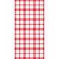 The Duni GmbH Zellt.Serv. 40x40 mm, 3-ply, 1/8 F. Giovanni napkins (250 pack) feature a classic red-white gingham check pattern with a consistently repeating motif and a practical 1/8 fold.