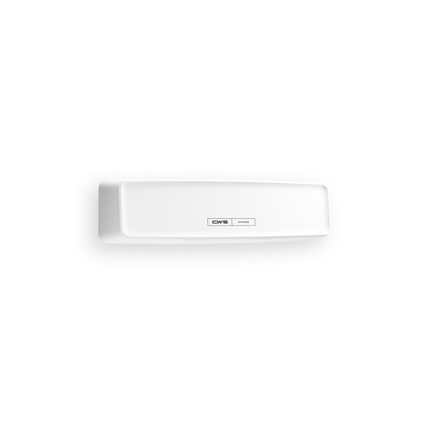 Die CWS PureLine AirBar | Packung (1 Stück) ist ein weißes, rechteckiges, wandmontiertes Gerät der Marke "CWS", das für hygienische Raumluft konzipiert wurde. Perfekt für Räume, die eine zuverlässige Luftreinigung erfordern. Schlichter weißer Hintergrund.