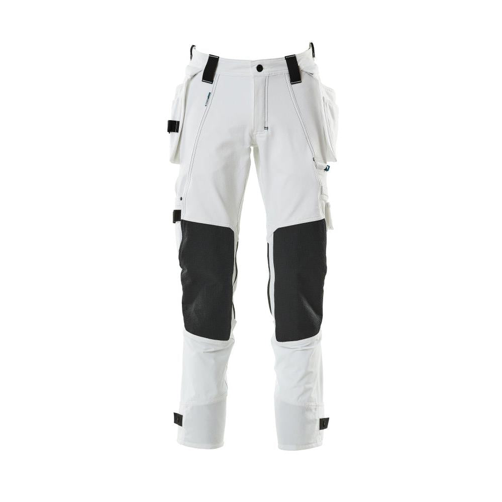 Hose mit Hängetaschen, Stretch Hose, weiss