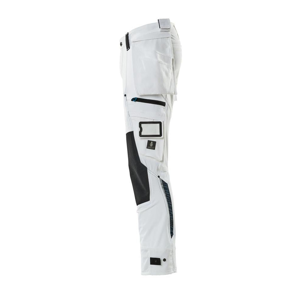 Hose mit Hängetaschen, Stretch Hose, weiss