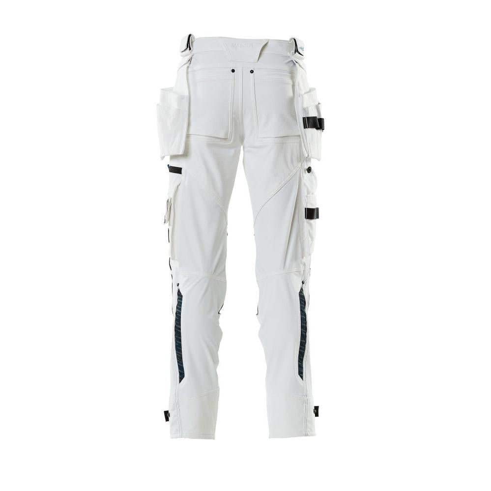 Hose mit Hängetaschen, Stretch Hose, weiss