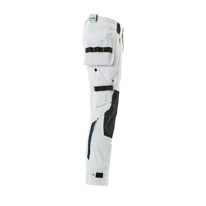 Hose mit Hängetaschen, Stretch Hose, weiss