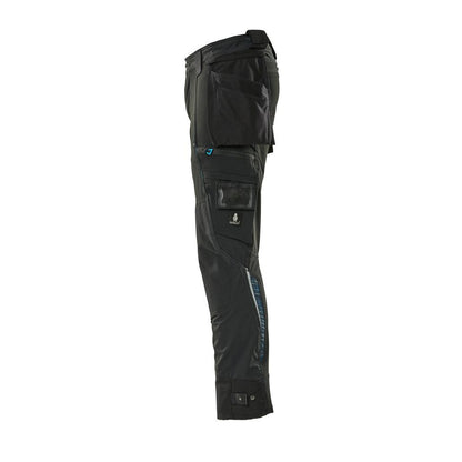 Hose mit Hängetaschen, Stretch Hose, schwarz