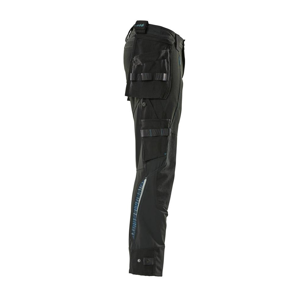 Hose mit Hängetaschen, Stretch Hose, schwarz