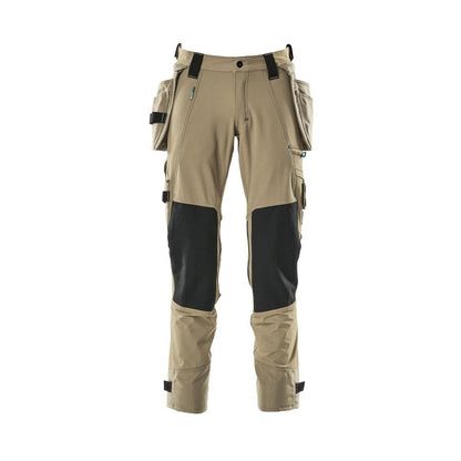 Hose mit Hängetaschen, Stretch Hose, hellkhaki