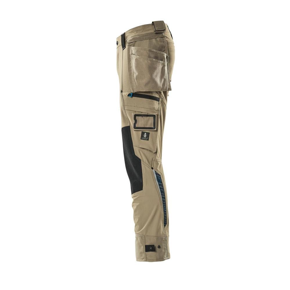 Hose mit Hängetaschen, Stretch Hose, hellkhaki