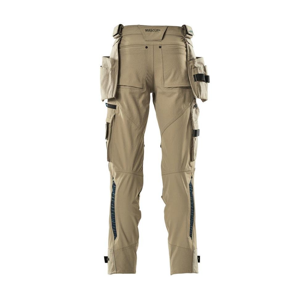 Hose mit Hängetaschen, Stretch Hose, hellkhaki