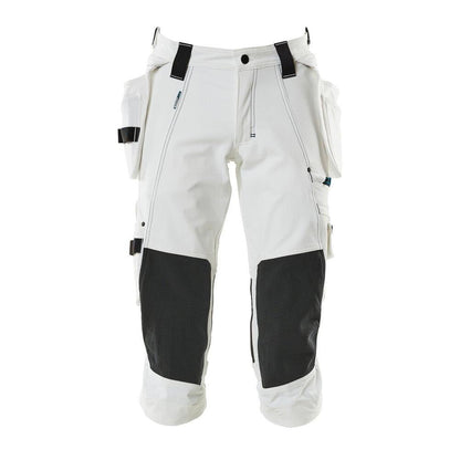 Dreiviertel-Hose, Hängetaschen, Stretch Dreiviertel-Hose, weiss