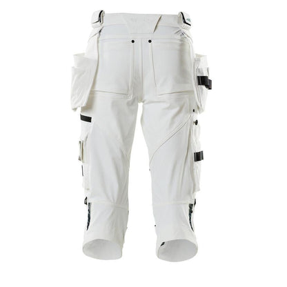Dreiviertel-Hose, Hängetaschen, Stretch Dreiviertel-Hose, weiss