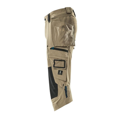 Dreiviertel-Hose, Hängetaschen, Stretch Dreiviertel-Hose, hellkhaki