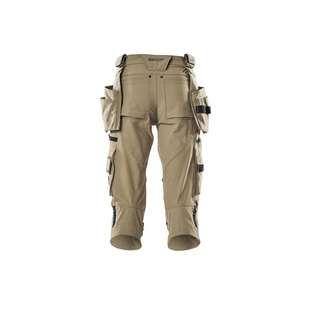 Dreiviertel-Hose, Hängetaschen, Stretch Dreiviertel-Hose, hellkhaki