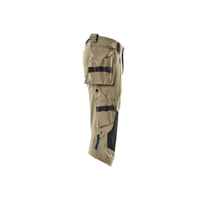 Dreiviertel-Hose, Hängetaschen, Stretch Dreiviertel-Hose, hellkhaki