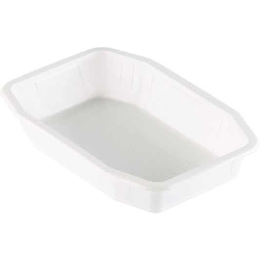 Die PP-Schale HMR Weiß PP 215x148 der Duni GmbH ist eine schlichte, weiße, rechteckige Schale mit leicht erhöhtem Rand, abgebildet auf weißem Hintergrund.