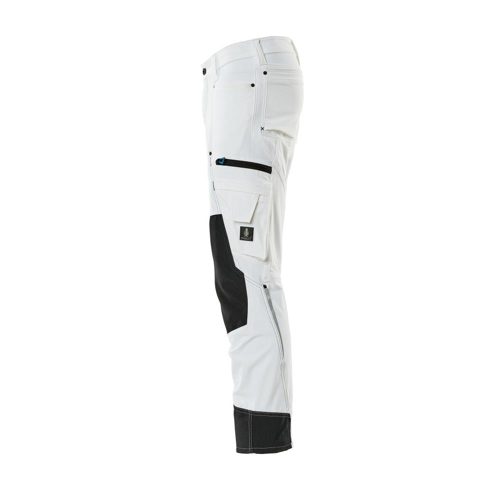 Hose mit Knietaschen, Stretch, leicht Hose, weiss