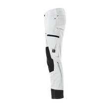 Trousers with knee pockets, stretch, light trousers, white